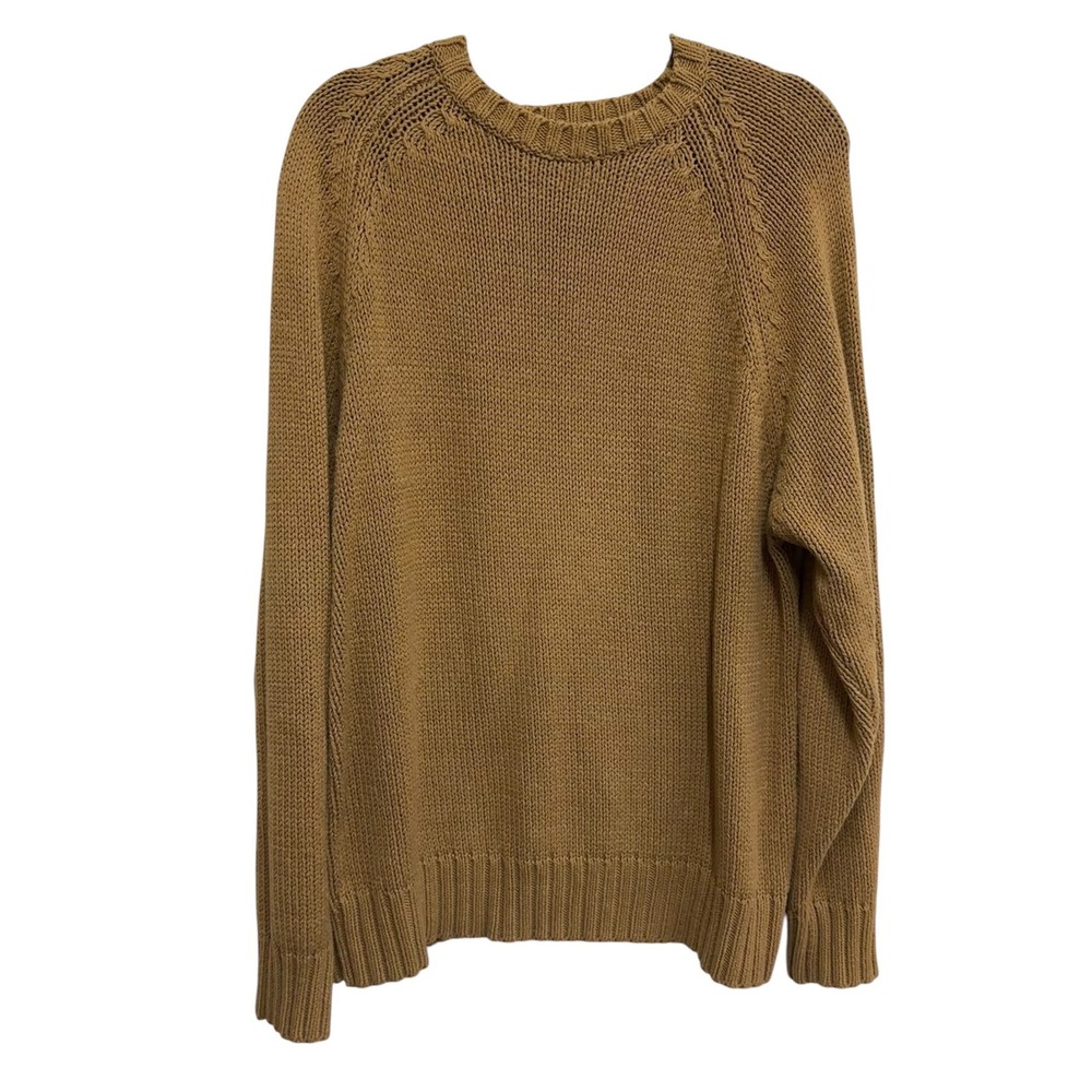 Vintage GAP Chunky Knit Sweater Men's Large Camel Brown Cotton Crewneck Pullover